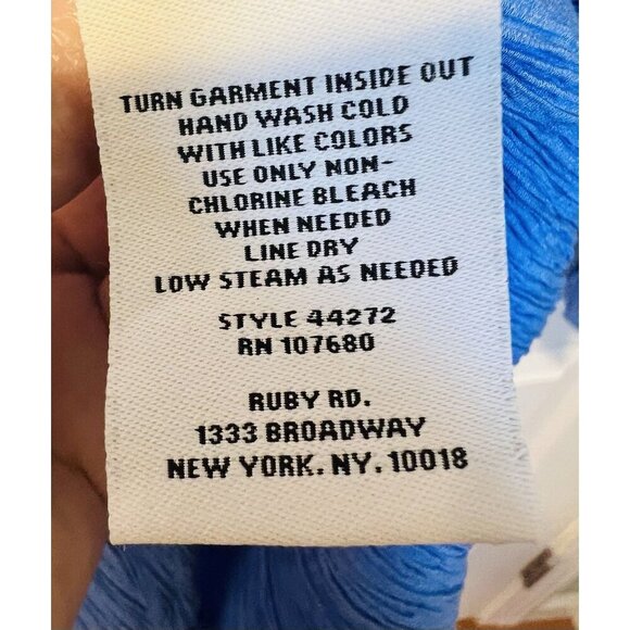 Ruby Rd. Crepe Blue Top Blouse Plus Size 1X Stretch 3/4 Sleeve - Picture 5 of 6